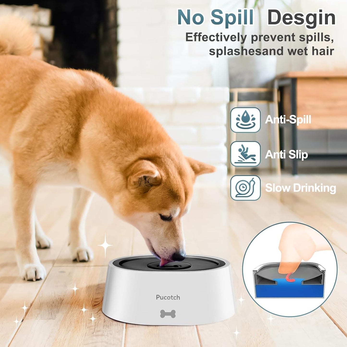 Dog Water Bowl No Spill 2L